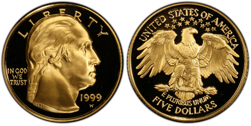 1999 George Washington Death Bicentennial Commemorative Five Dollar Gold